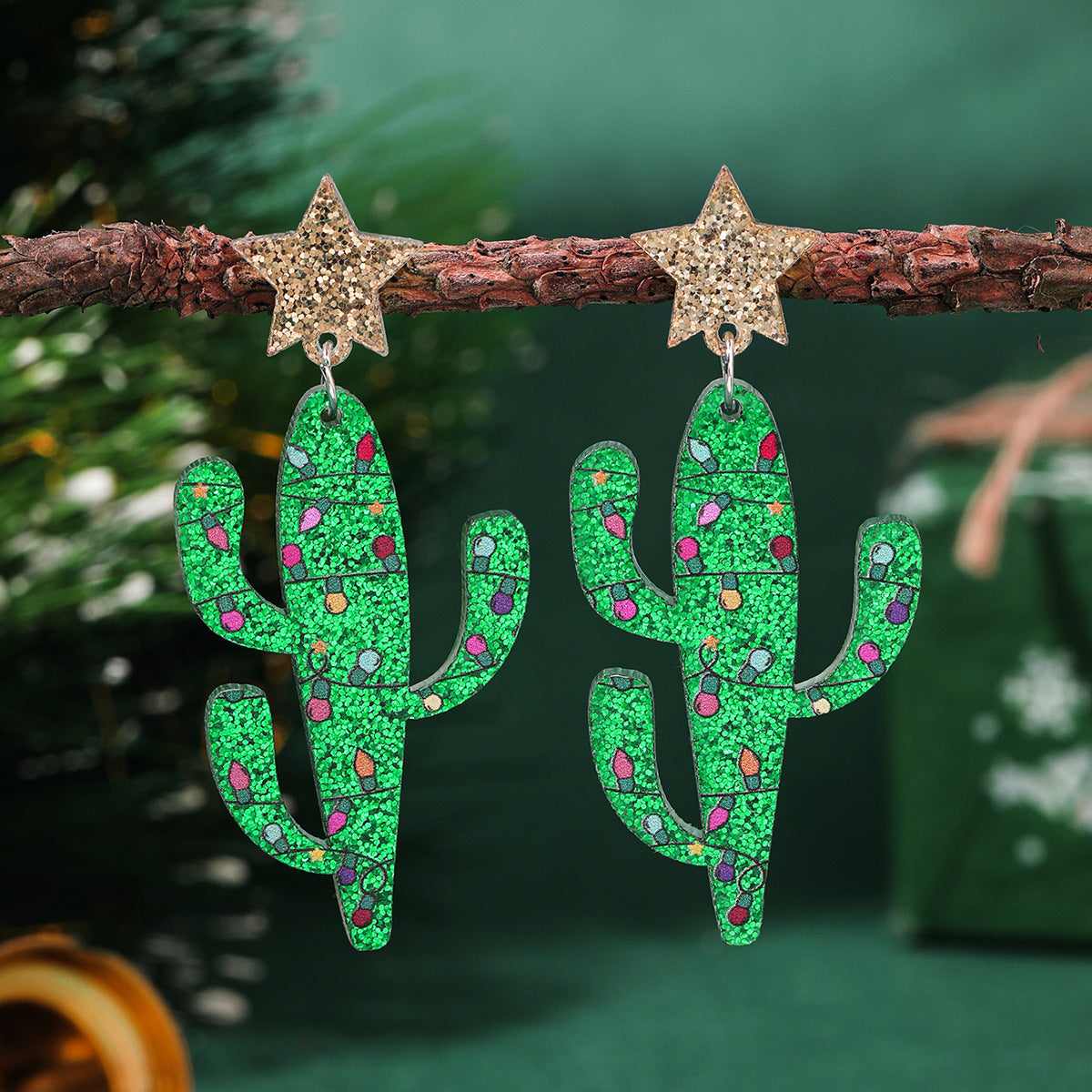 Wholesale Christmas tree earrings love acrylic Christmas ladies earrings