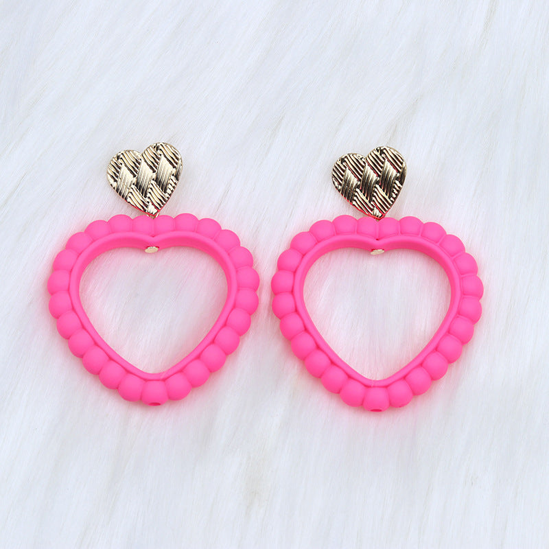 Wholesale Valentine's Day Heart Hollow Acrylic Earrings