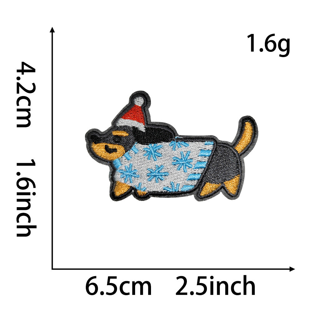 Wholesale Embroidered Self Adhesive Dachshund Dog Patch Set Cute Cartoon Design For Coats DIY Fashion Accessory