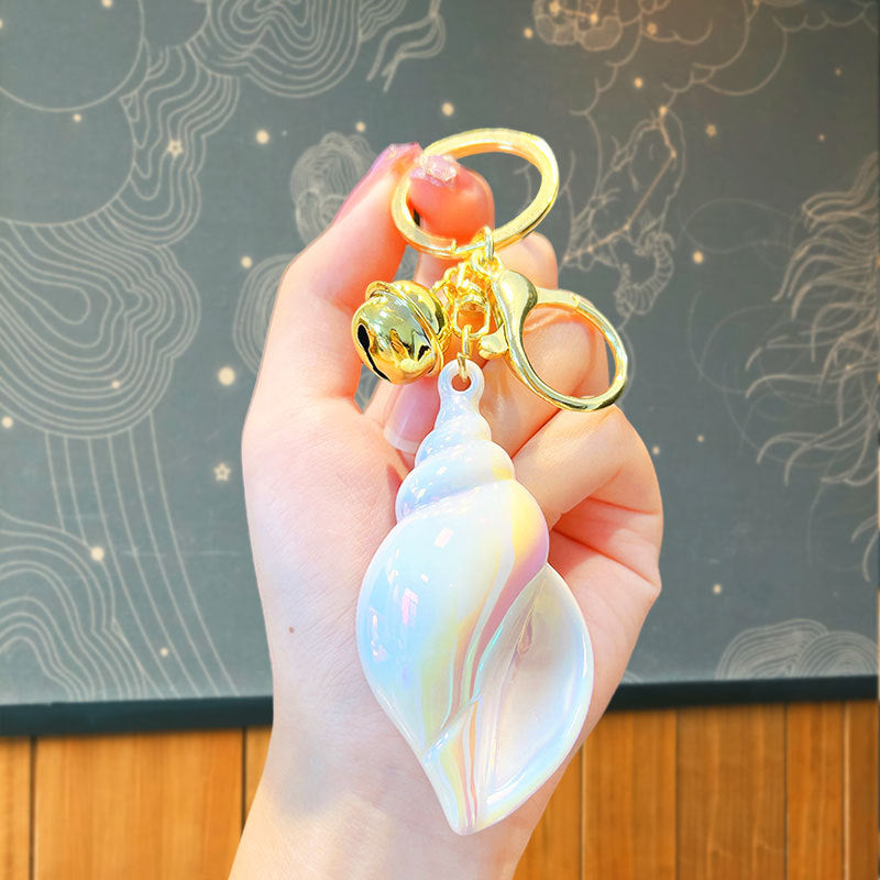 Wholesale Acrylic colorful electroplating conch keychain