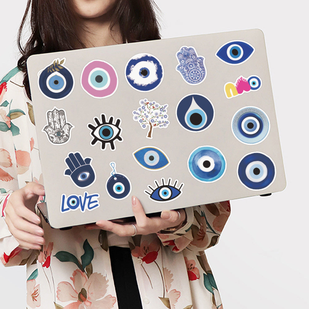 Wholesale 50 Horror Weird Evil Blue Eyes Waterproof Vinyl Stickers