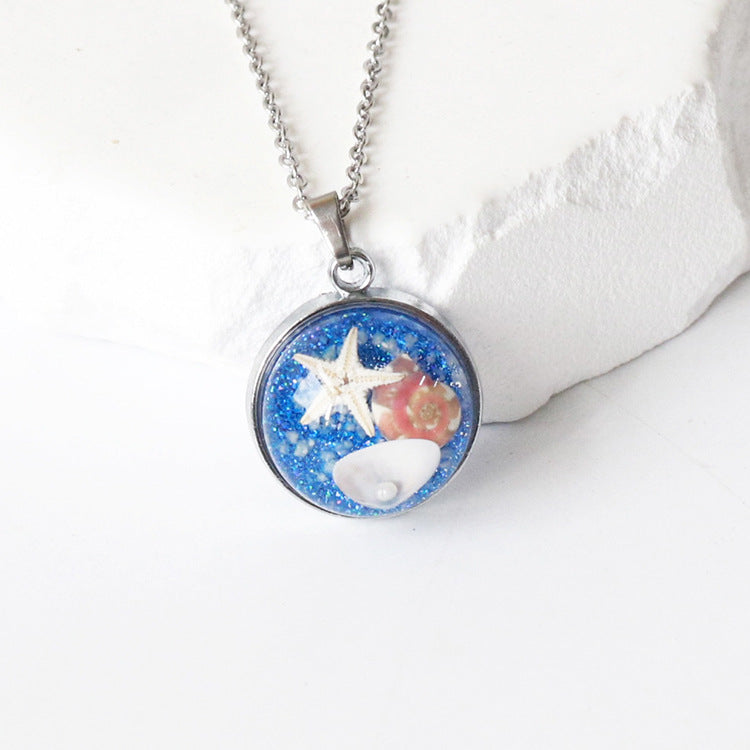 Wholesale 6pcs Luminous Conch Shell Specimen Resin Necklace