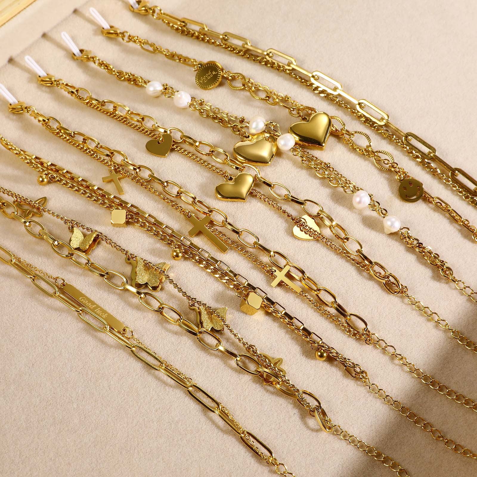 Pulseras de acero inoxidable de acero inoxidable de rectángulo de oro al por mayor