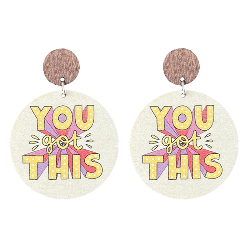 Wholesale Teacher Appreciation Week Graduation Season Textured Wood Earrings