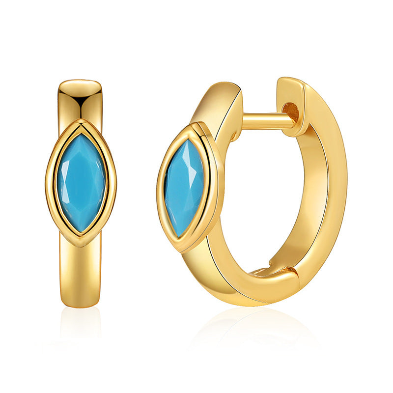 Wholesale Turquoise Brass Plated 18K Real Gold Earrings