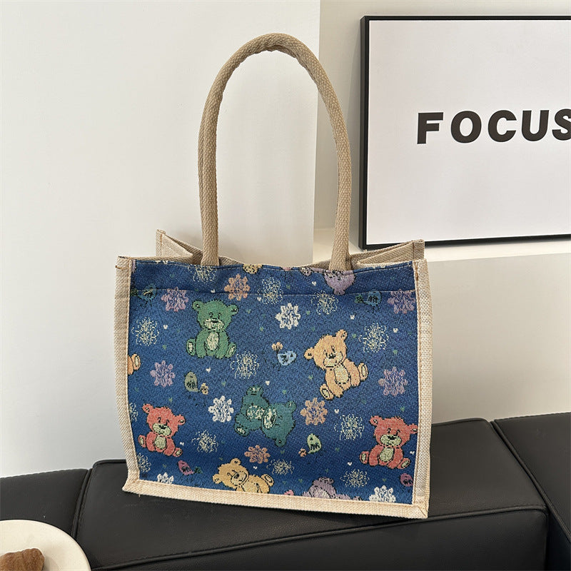 Wholesale Printed Linen Tote Bag Single Shoulder Underarm Bag
