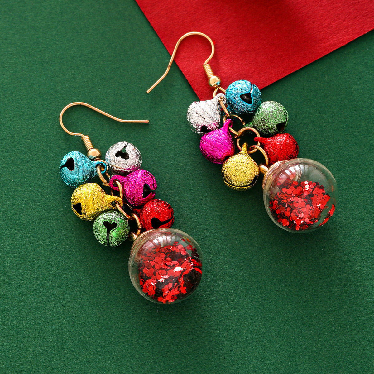 Wholesale Christmas Colorful All-match Creative Simple Multi-color Bell Tassel Carnival Earrings