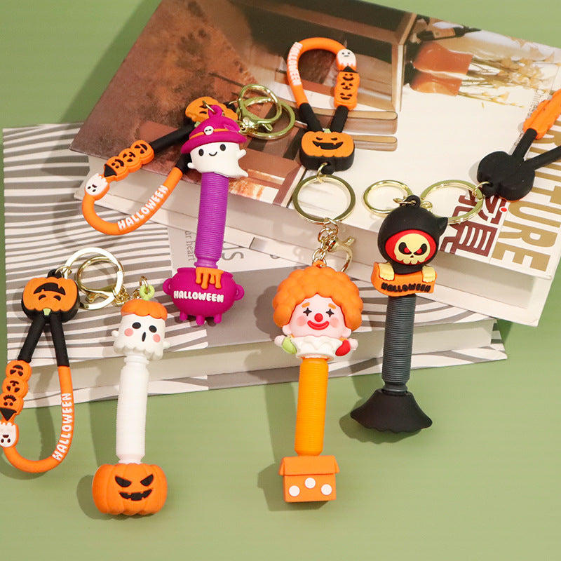 Wholesale 50PCS Halloween Pumpkin Skull Cute Personality PVC Keychain
