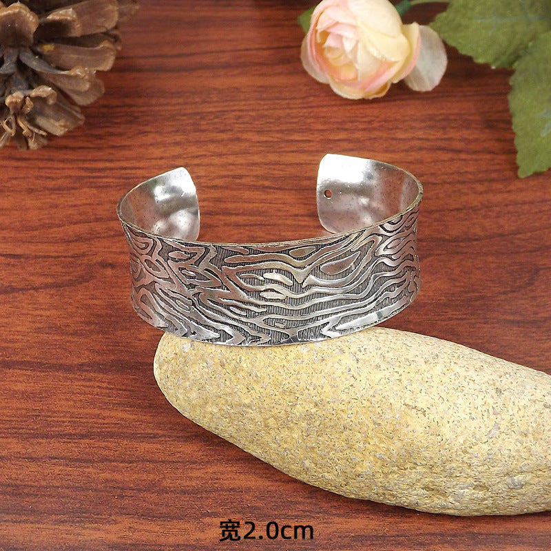 Wholesale Retro Ethnic Style Peony Wide Bracelet