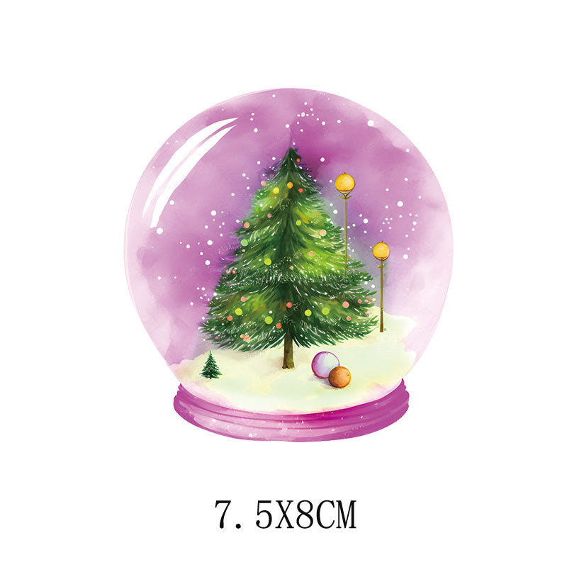 Wholesale 5pcs/pack  Pink Christmas Cartoon House Heat Transfer Pattern Clothing Sticker   UV DTF Ready to Press Transfers Wraps