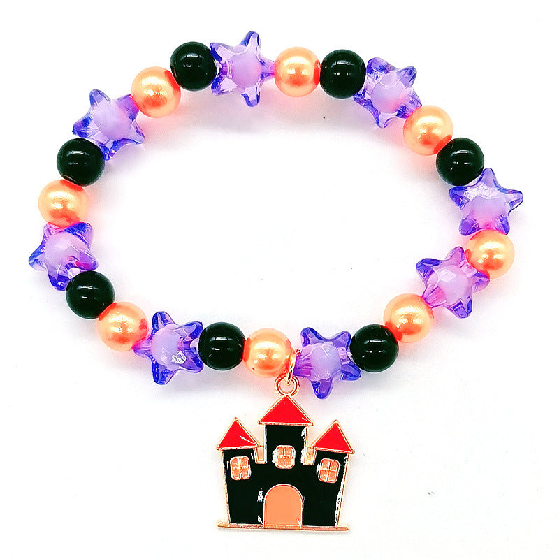 Wholesale New Halloween Handmade Beaded Hand Decorated Pumpkin Alloy Bracelet