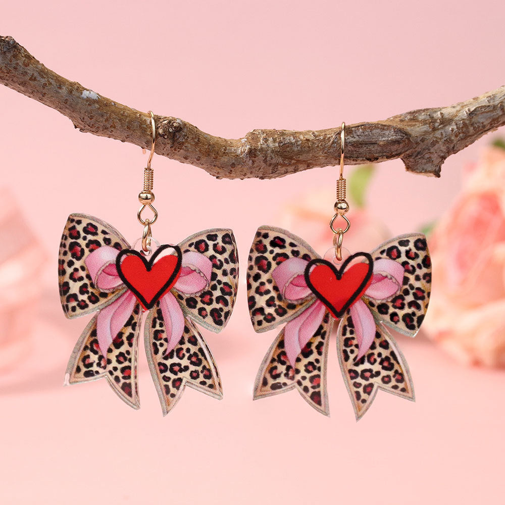 Wholesale Love Bow Valentine' s Day Acrylic Earrings