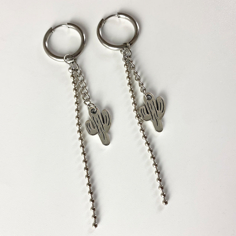 Wholesale 3 Pairs/pack Western Style Cactus Cross Feather Metal Earrings