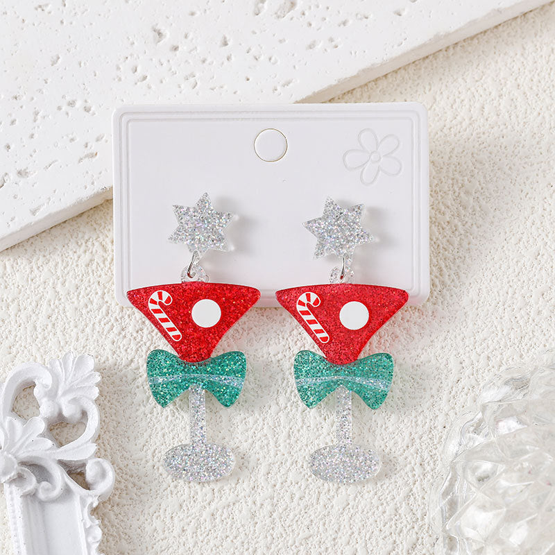 Wholesale Christmas Cute Christmas Tree Snowflake Earrings