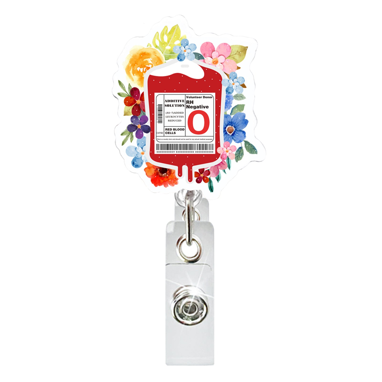 Wholesale Glitter Acrylic Blood Type Medical Retractable Keychain