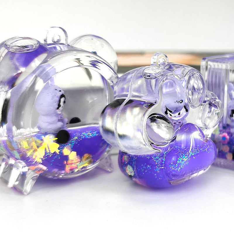 Wholesale Acrylic Oil-filled Double Drift Sand Bottle Key Chain Accessories