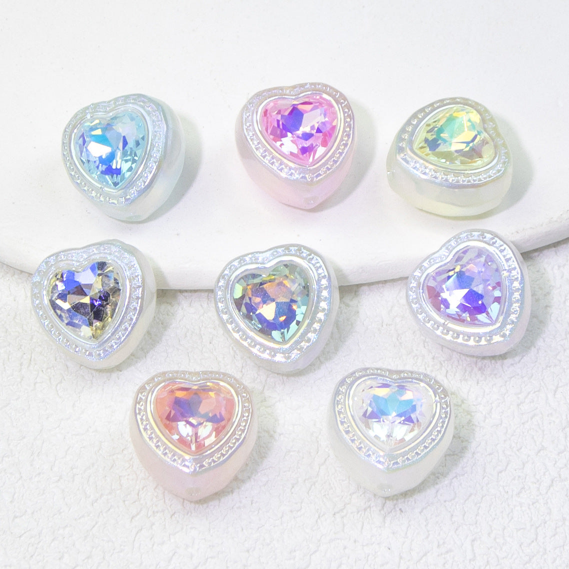 Wholesale 10pcs Colorful Sweet Diamond Love Fantasy Straight Hole Beads