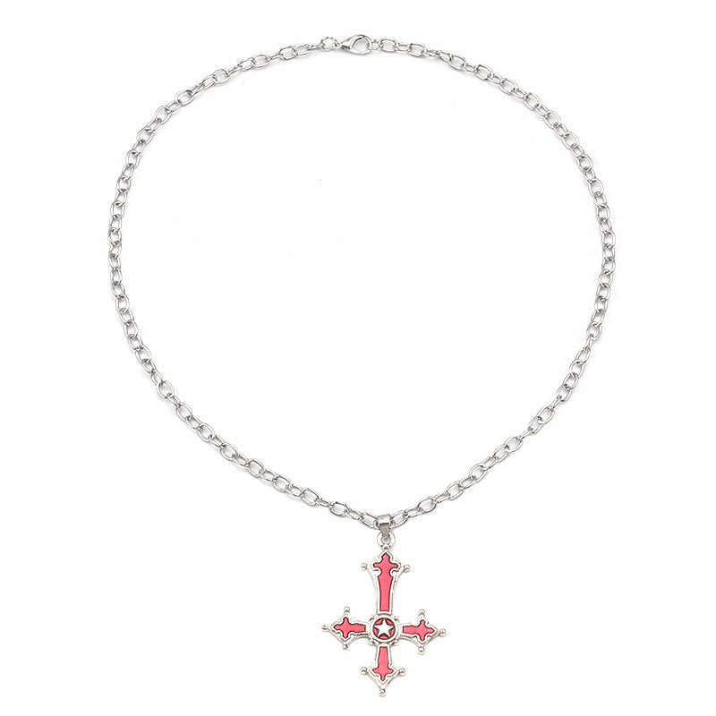 Wholesale Gothic Inverted Cross Pendant Alloy Necklace