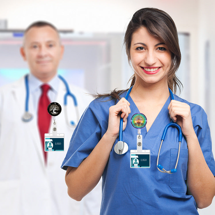 Wholesale Badge Reels ABS Tree of Life Retractable Keychain