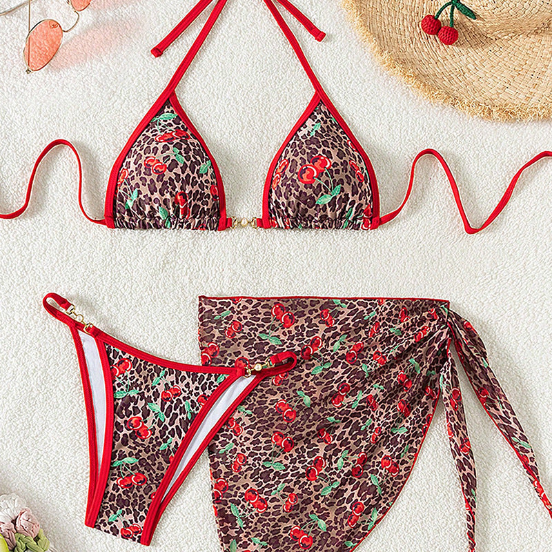 Wholesale Swimsuit three piece set tulle skirt printed swimsuit