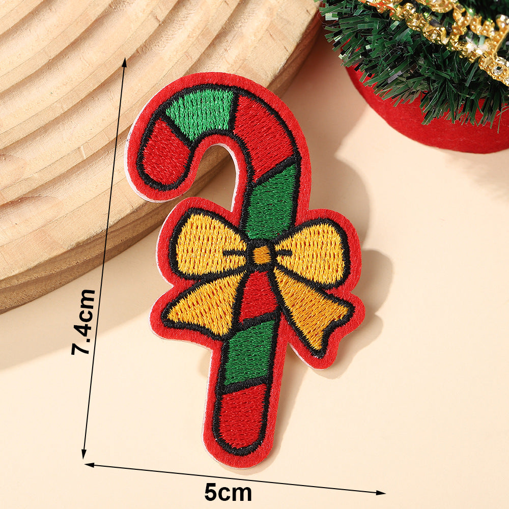 Wholesale Christmas Bow Embroidered Self Adhesive Sticker Patch For Bags Clothing DIY Fashion Accessory Craft Supply