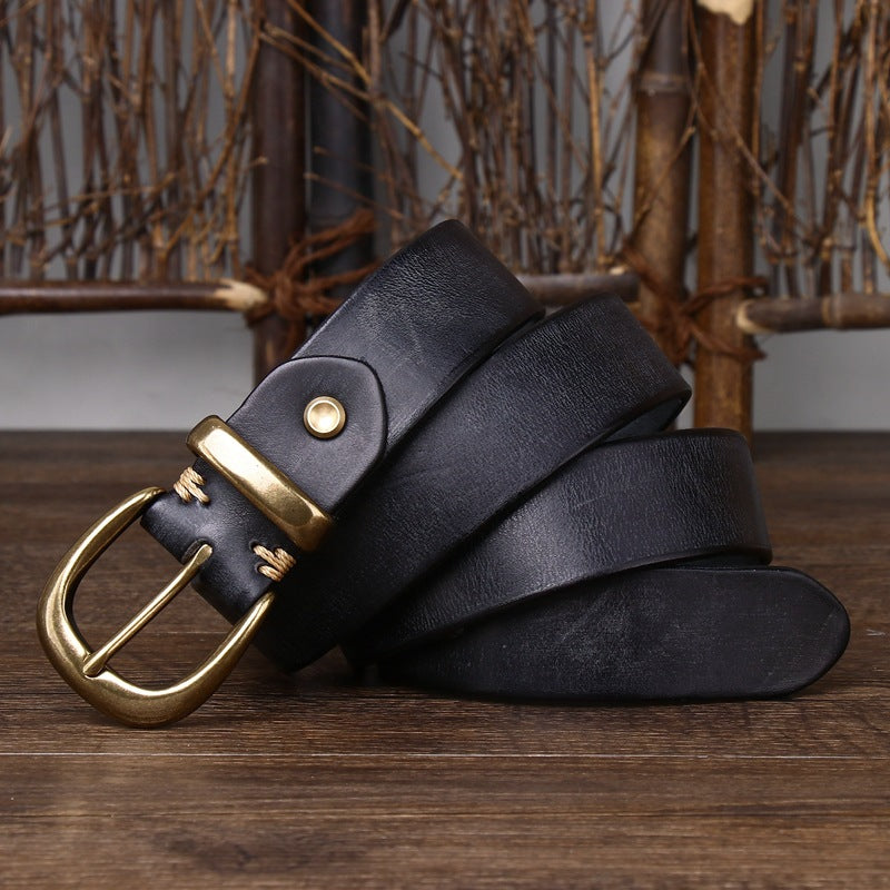 Wholesale 3.3CM Wide Pin Buckle Vintage Distressed Leather Belt