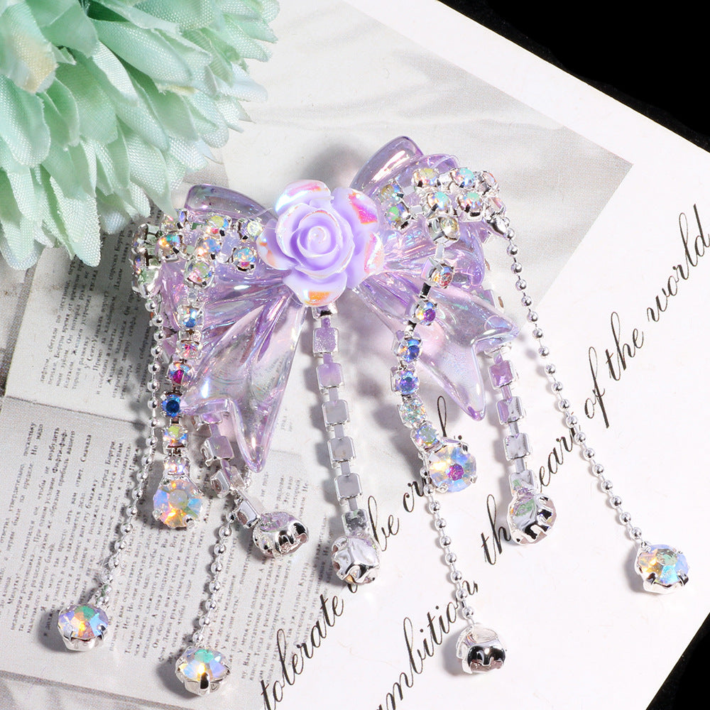 Wholesale 3pcs Colorful tassel bow acrylic straight hole Acrylic Beads