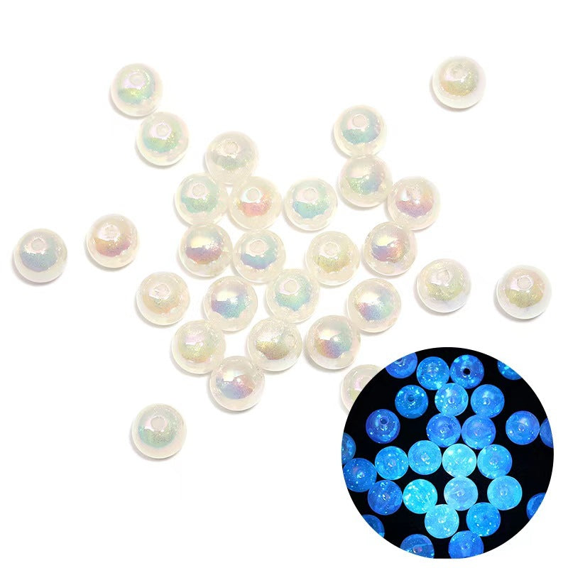 Wholesale Random 100pcs 12mm luminous fine glitter glass Acrylic Beads