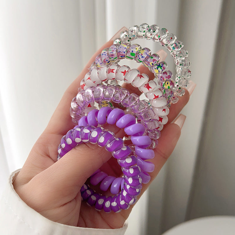 Wholesale Sweet Color Simple No-Trace No-Damage Elastic Band Telephone Line Hair Scrunchies