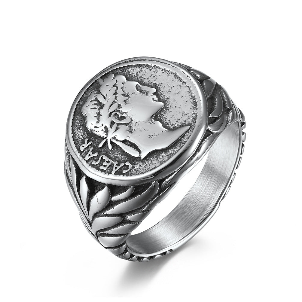 Wholesale Vintage coin portrait stainless steel ring