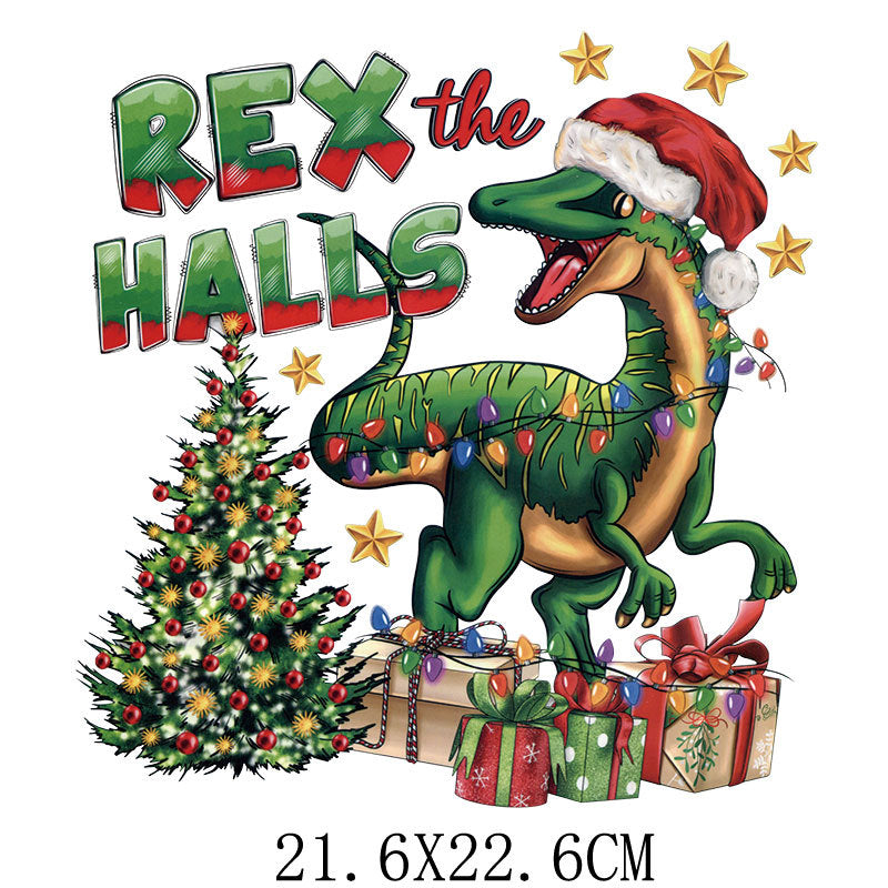 Wholesale Green cartoon Christmas heat transfer pattern   UV DTF Ready to Press Transfers Wraps
