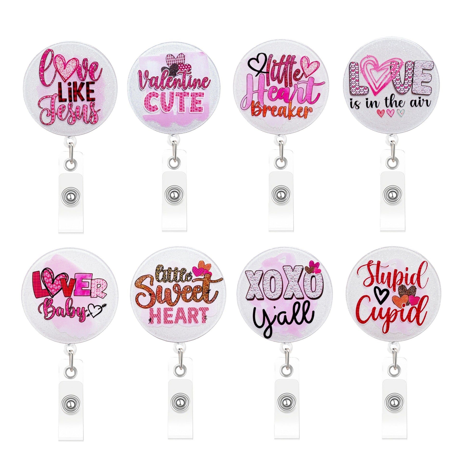 Wholesale  Acrylic Romantic Valentine' s Day  Retractable Badge Reel