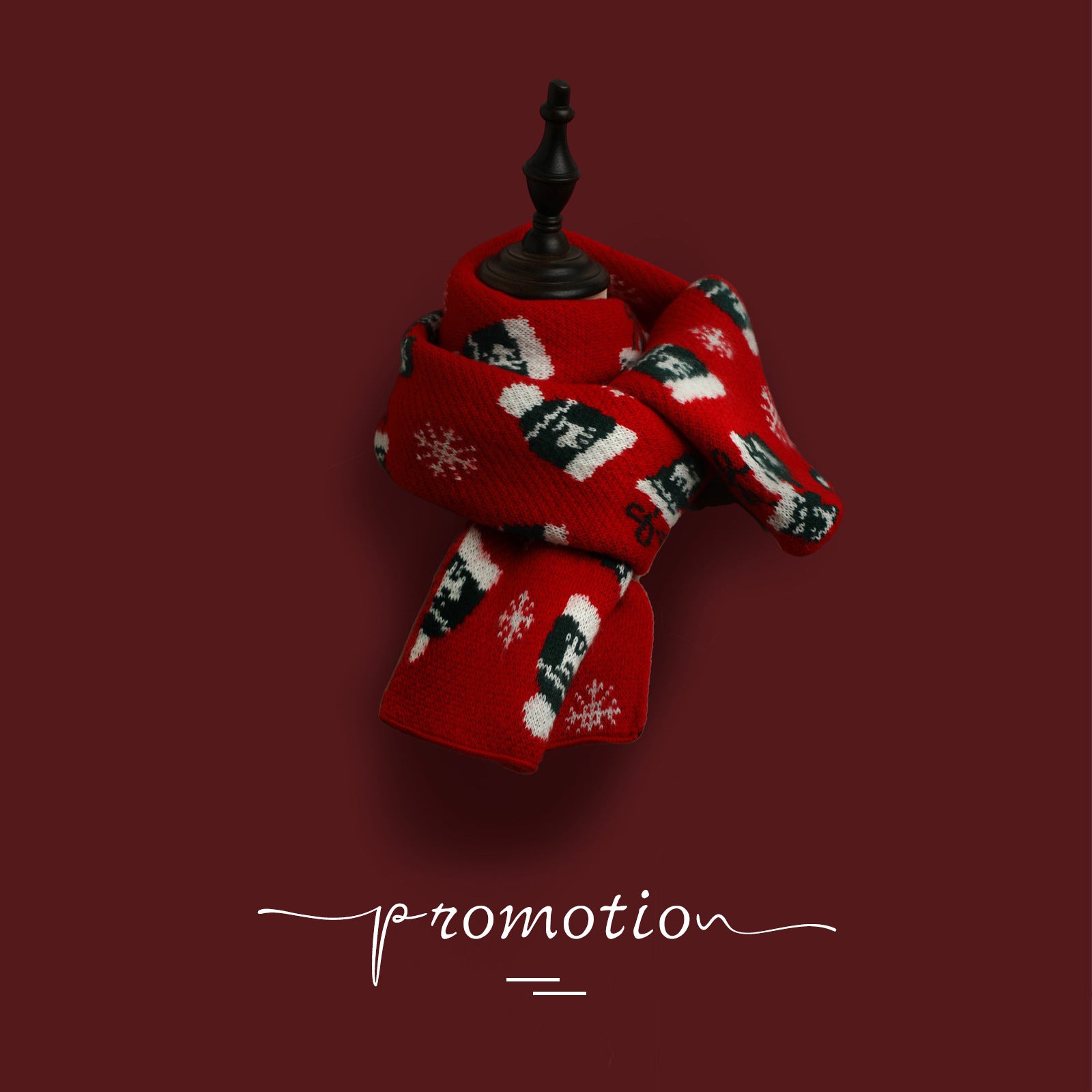 Wholesale Red Christmas Tree Knitted Wool Scarf