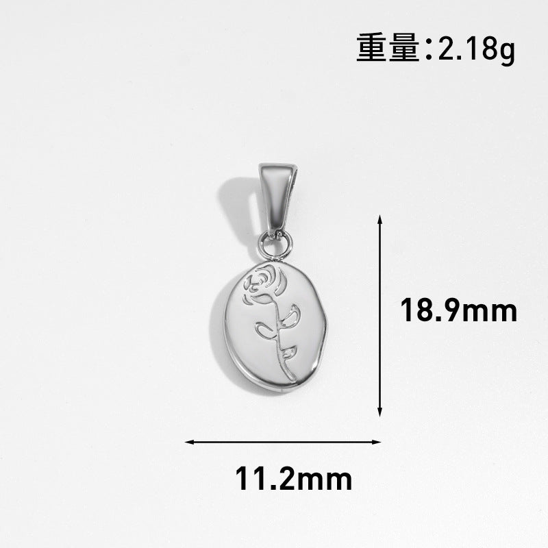 Wholesale 10pcs Retro flower heart-shaped hollow geometric stainless steel pendant