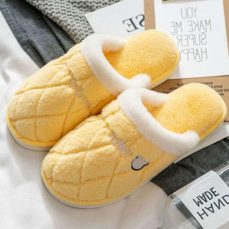Wholesale Plush Winter Indoor Home Fur Couple Non-slip Warm Cute Slippers