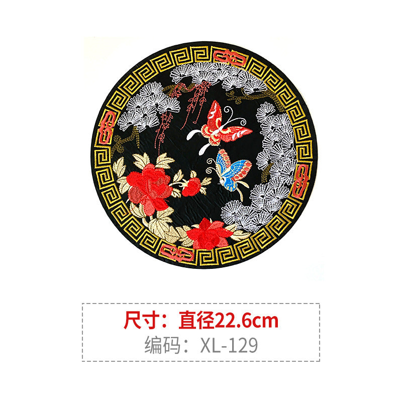 Wholesale Chinese Style Dragon Phoenix Round Satin Fabric Patches For Coat Decoration 8 Pack Stylish DIY Accessory