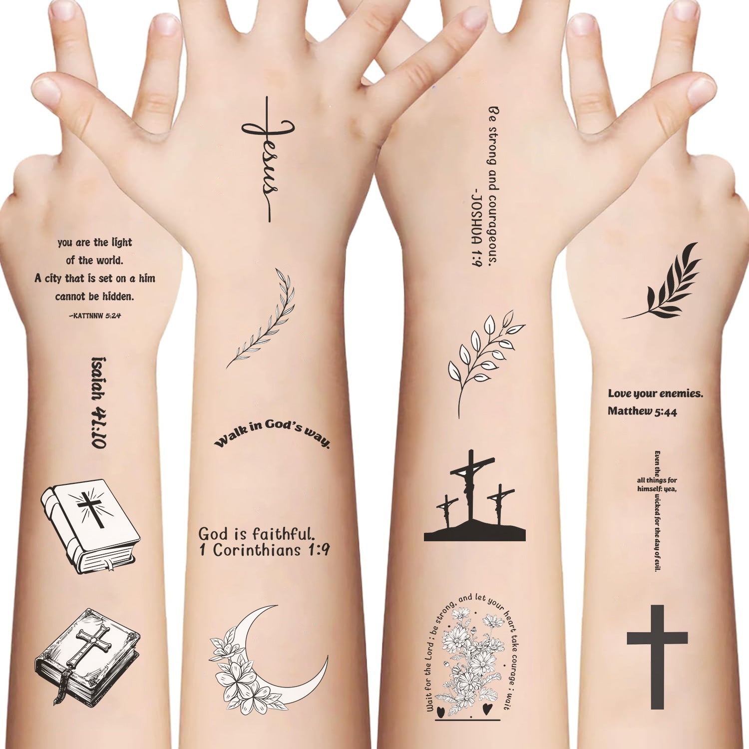 Wholesale 10PCS/PACK Black and White Cross Bible Series Tattoo Stickers Waterproof Party Party Gift Funny Fun Face Stickers