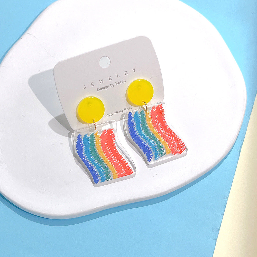 Pendientes de coloridos acrílicos acrílicos al por mayor arcoiris