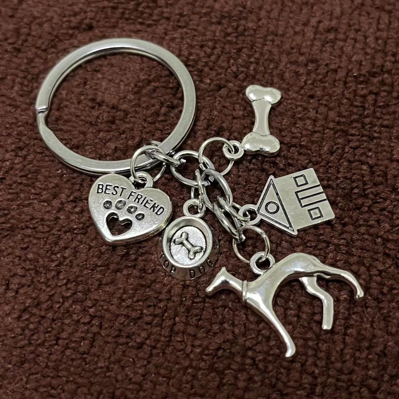 Wholesale Pet Dog Bone Dog Bowl Footprint Heart Kennel Pet Keychain