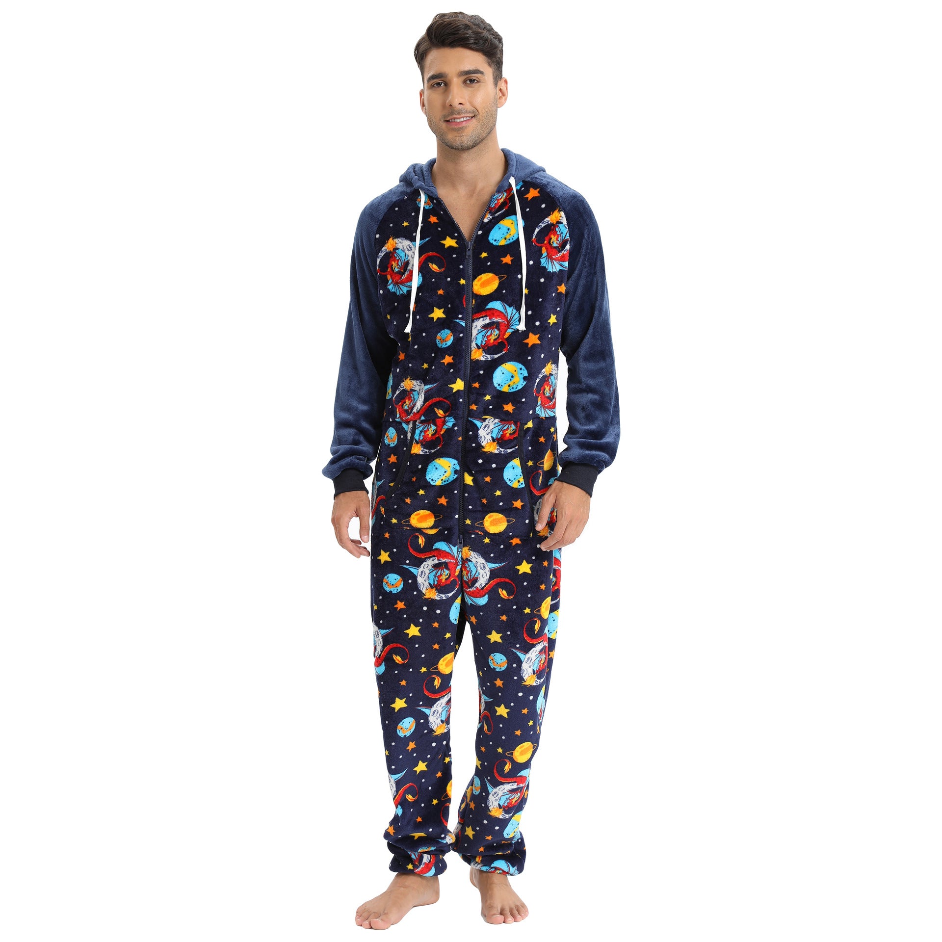 Wholesale Men's Flannel Christmas Halloween Jumpsuit Pajamas Lounge Wear