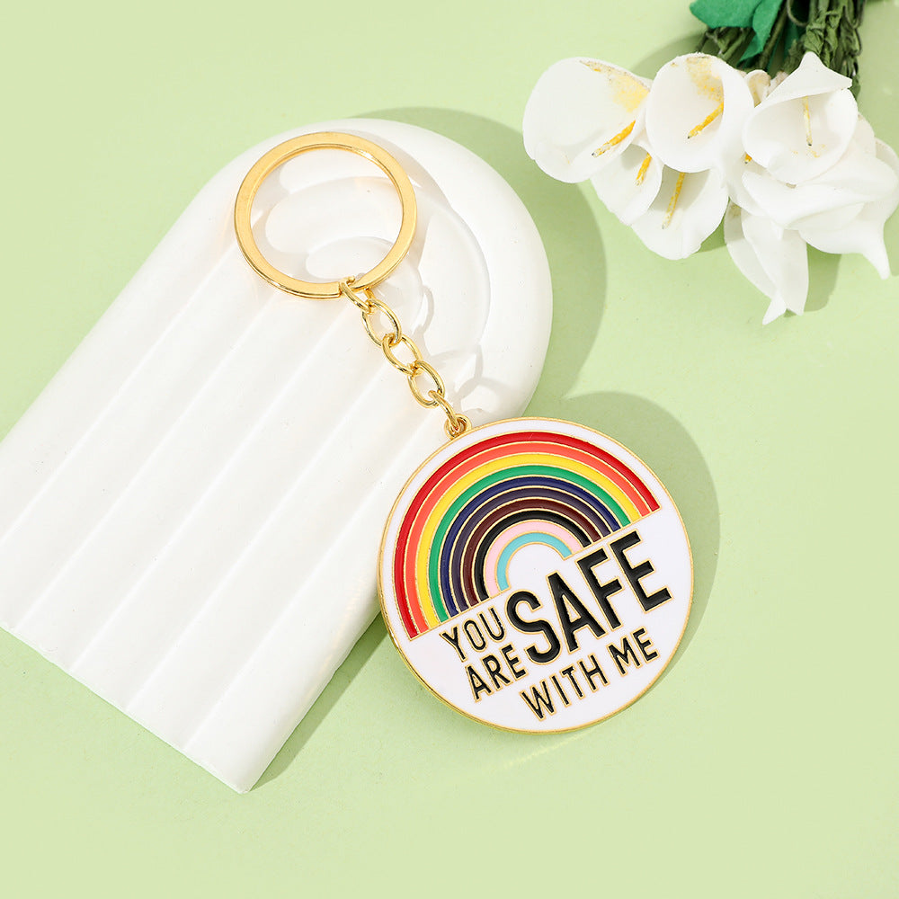 Wholesale Rainbow Letter Zinc Alloy Key Chain