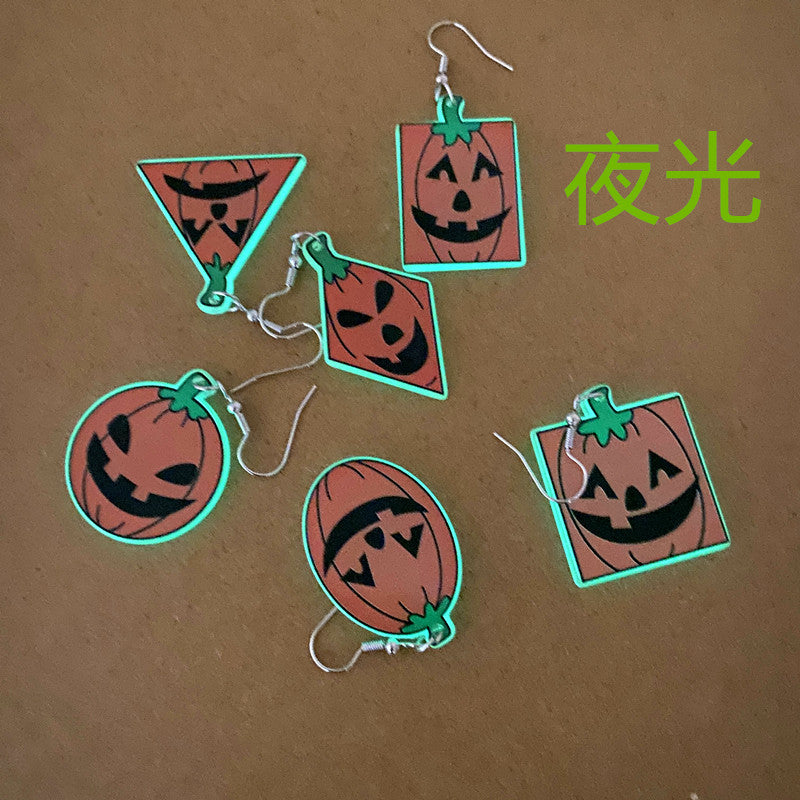 Wholesale Acrylic Pumpkin Head Luminous Earrings