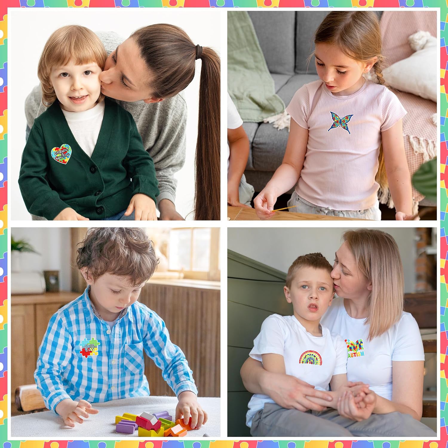 Wholesale Trendy Autism Awareness Embroidered Iron On Patches Butterfly Heart Design Clothing Accessory