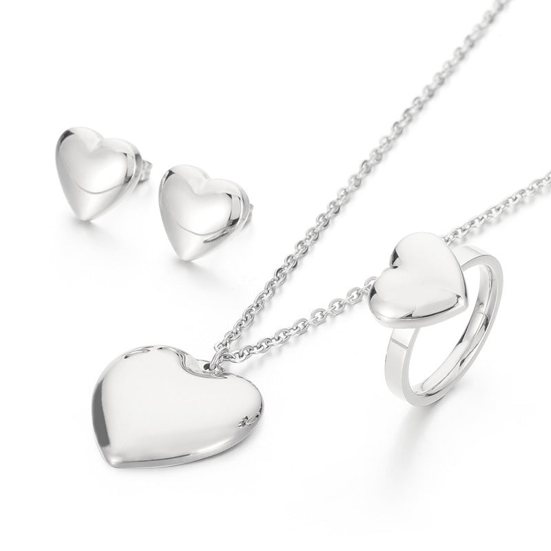 Wholesale Heart Shape Necklace Earrings Jewelry Gold Plated Set