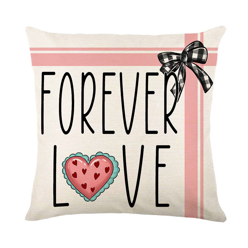 Wholesale Valentine's Day Letter Striped Printed Polyester Pillow Covers