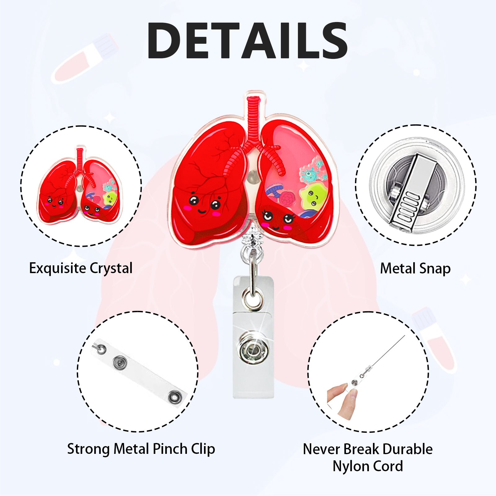 Wholesale Quicksand acrylic badge reel retractable easy to pull