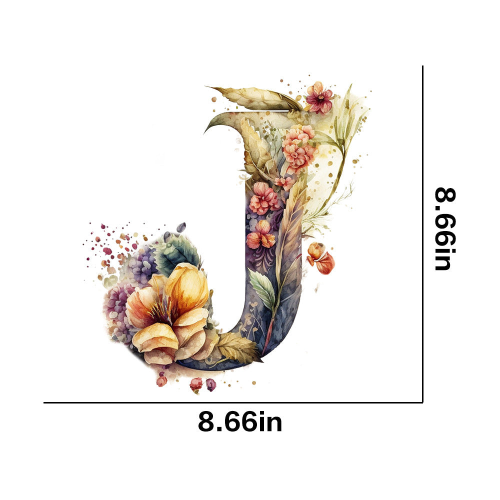 Wholesale 26 letter flower branches and leaves UV DTF Ready to Press Transfers Wraps