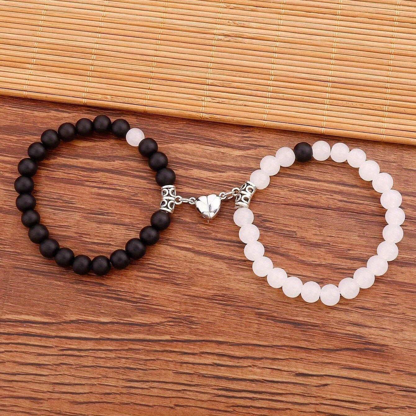 Wholesale Heart Magnetic  Agate Beaded Couple Bracelet