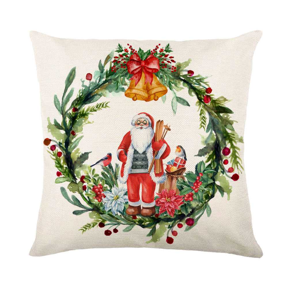 Wholesale Simple Christmas Throw Pillow Cover Letter Decoration Cushion Linen Printing Waist Cushion