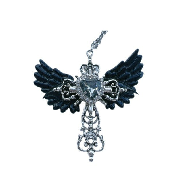 Wholesale Gothic style necklace angel cross sweater necklace personality necklace